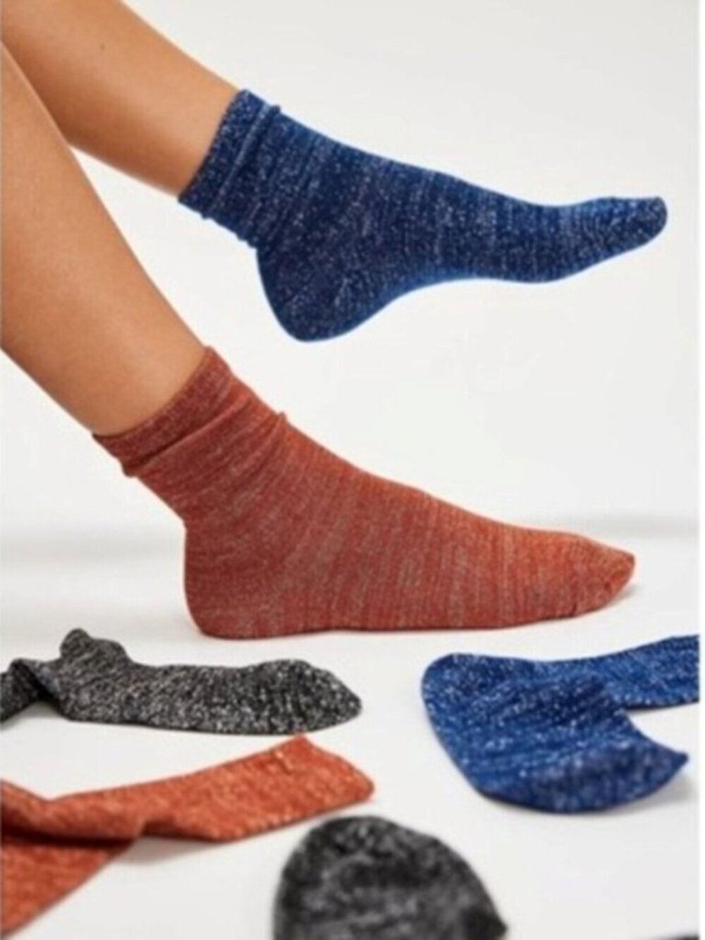 Free People Lurex Glitter Crew Sock 3 Pack